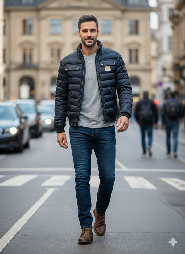 William | Veste d’hiver matelassée pour homme, coupe ajustée