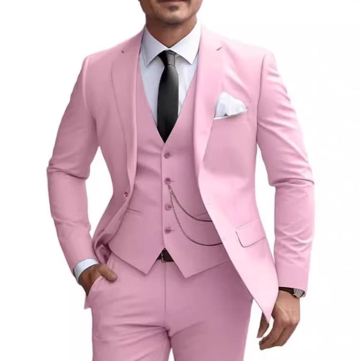Men's slim fit three-piece business suit front view