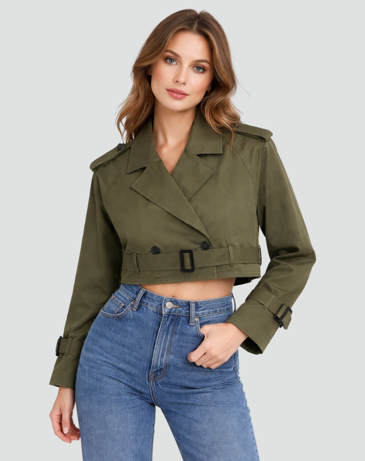 Avery | Women's Cropped Cotton Trench Coat