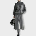 Sadie | Charcoal Mock Neck Two-Piece Midi Skirt Set