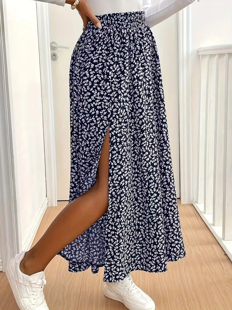 Briar | Floral Side Slit Maxi Skirt