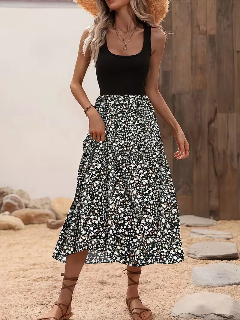 Aria | Floral A-Line Midi Dress