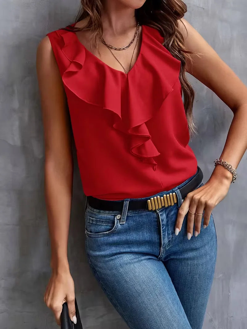 Eliana | Sleeveless Ruffle Blouse