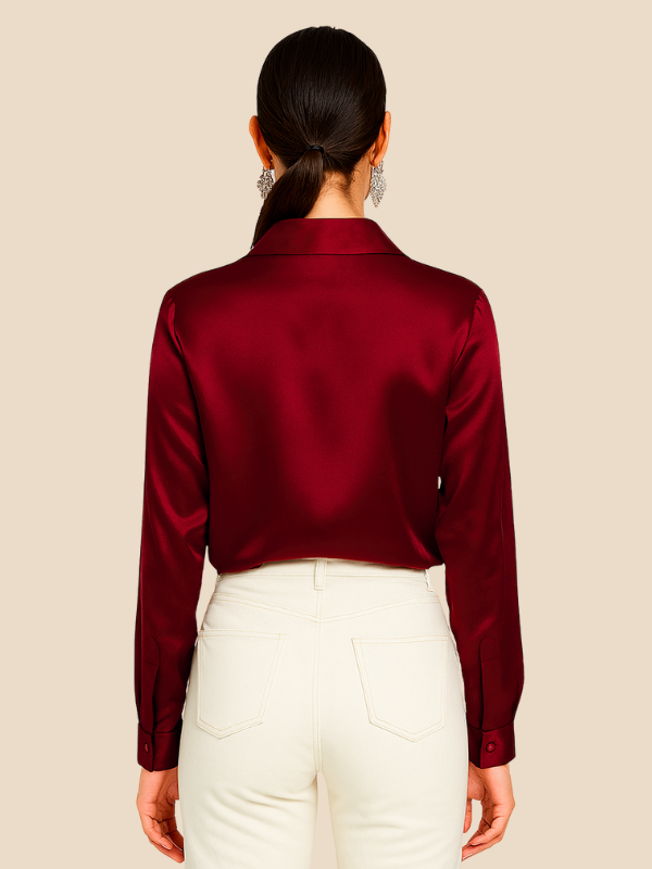 Philomena | Satin classic collar shirt