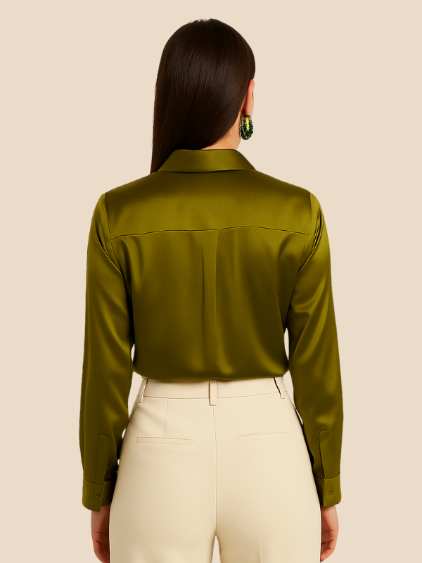 Philomena | Satin classic collar shirt