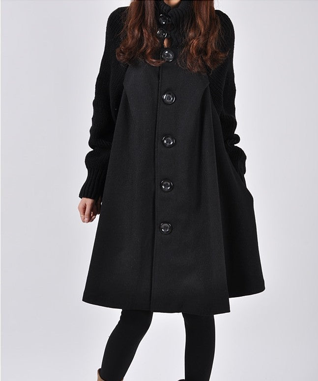 Women's mid-length trench coat in red, gray and black