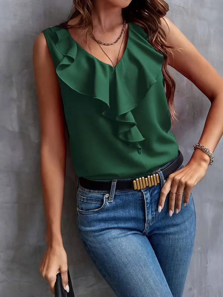 Eliana | Sleeveless Ruffle Blouse