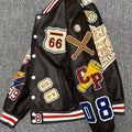 Christian | Men's Leather Bomber Jacket with Standing Collar