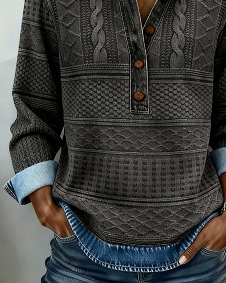 Briar | Women's Denim-Look Knit Polo Top