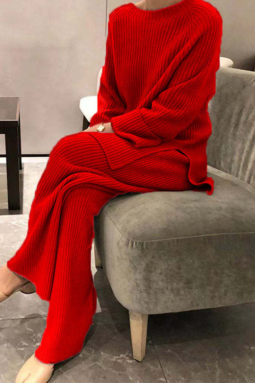 Bryn | Knit sweater and wide-leg pants set for women