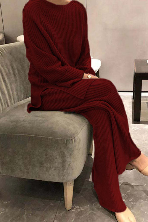 Bryn | Knit sweater and wide-leg pants set for women