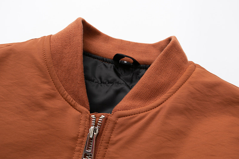 Men's cotton bomber jacket with front zip in black