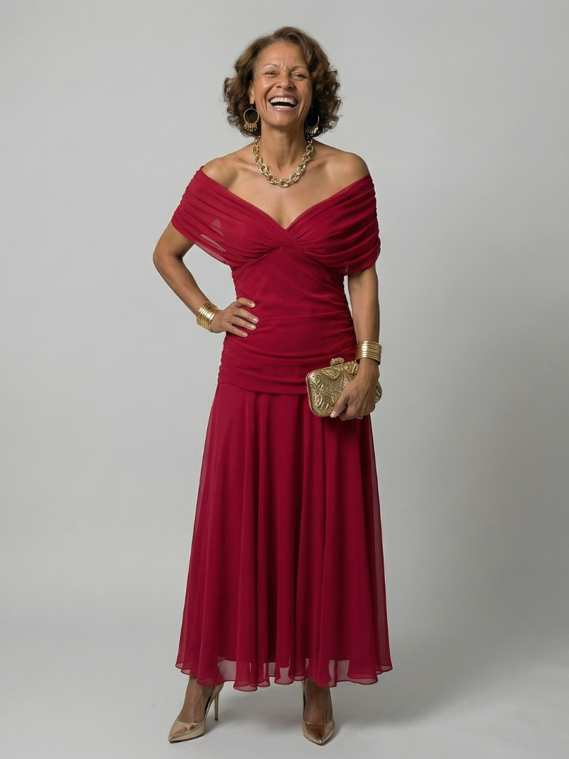 Keira | Off Shoulder Flow Midi Dress