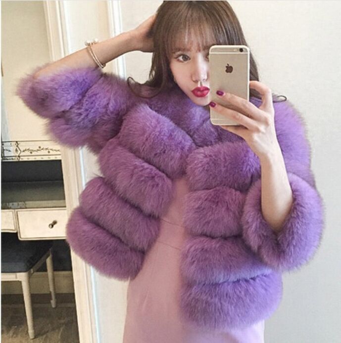 Women's cropped faux fur winter coat
