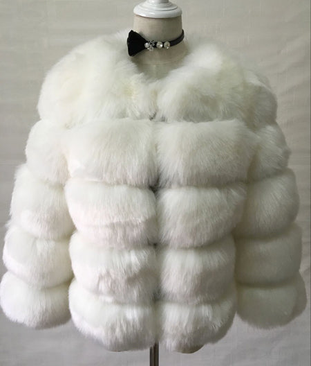 Women's cropped faux fur winter coat