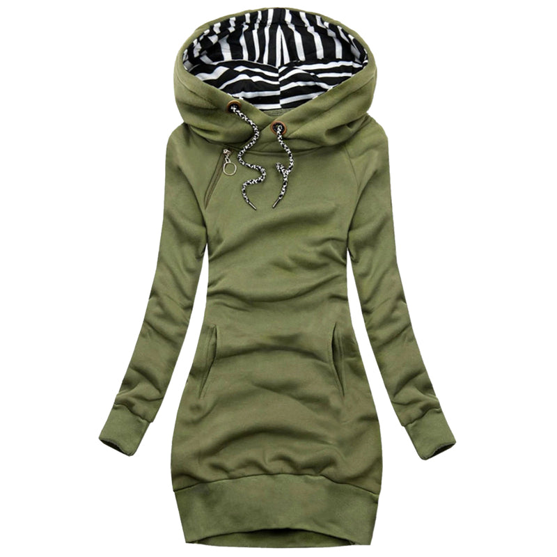 Woman wearing slim fit round neck sweater