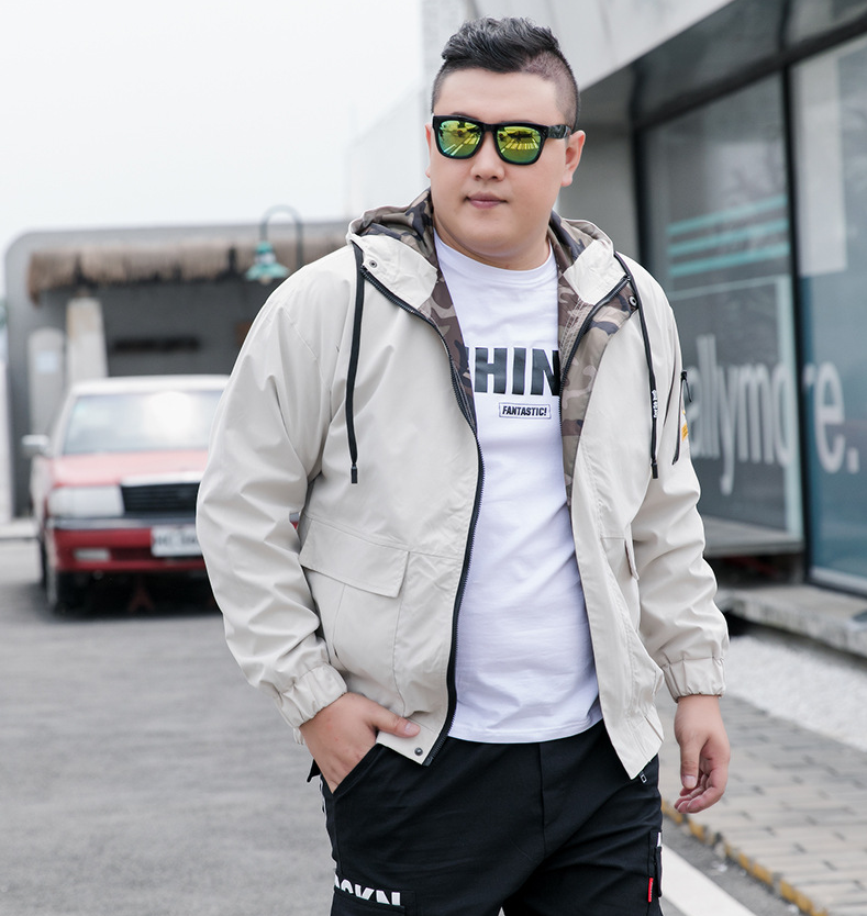 Men's collarless embroidered bomber jacket in khaki