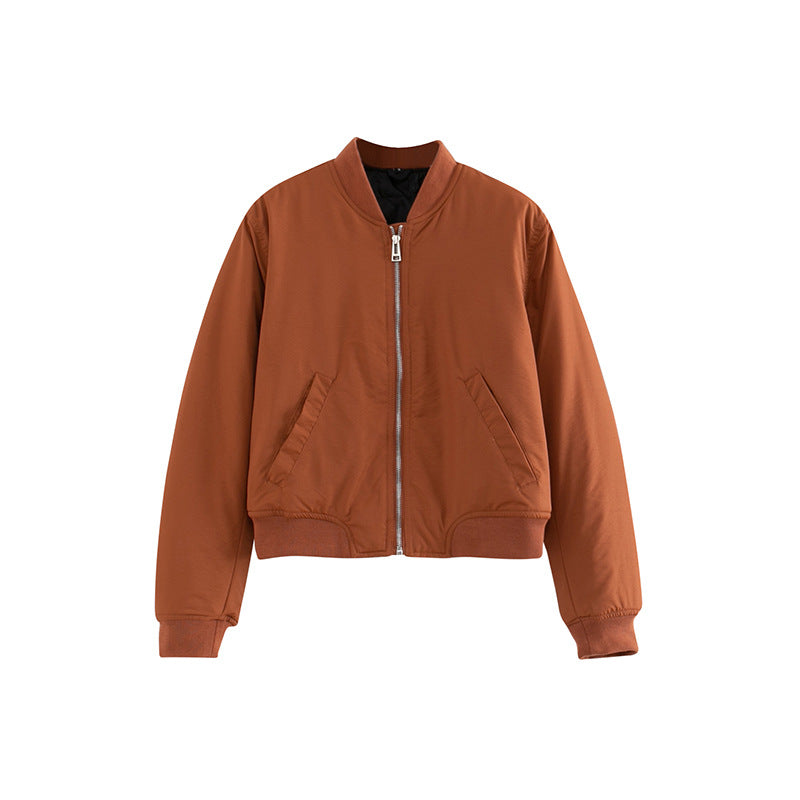 Men's cotton bomber jacket with front zip in black