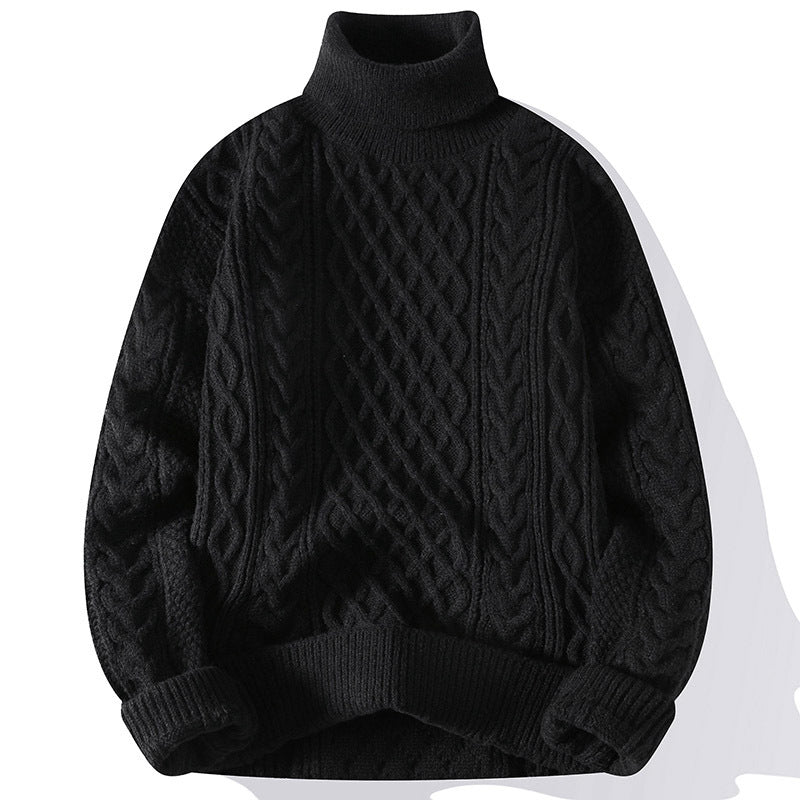 Men's jacquard turtleneck sweater front view