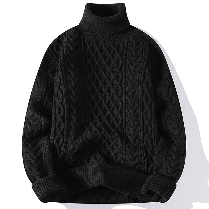 Men's jacquard turtleneck sweater front view