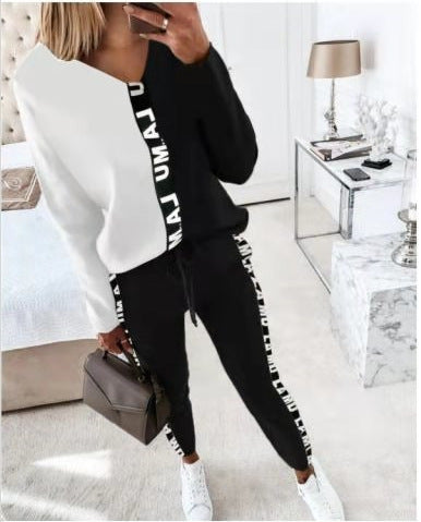 Black long sleeve hoodie and slacks set for women