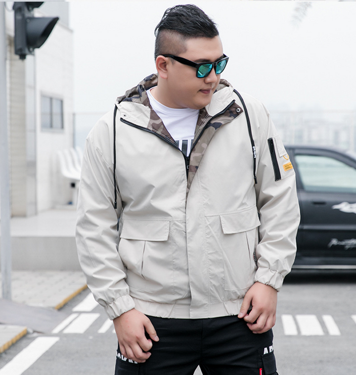 Men's collarless embroidered bomber jacket in khaki