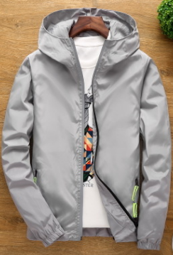Men's hooded bomber windbreaker jacket in casual style