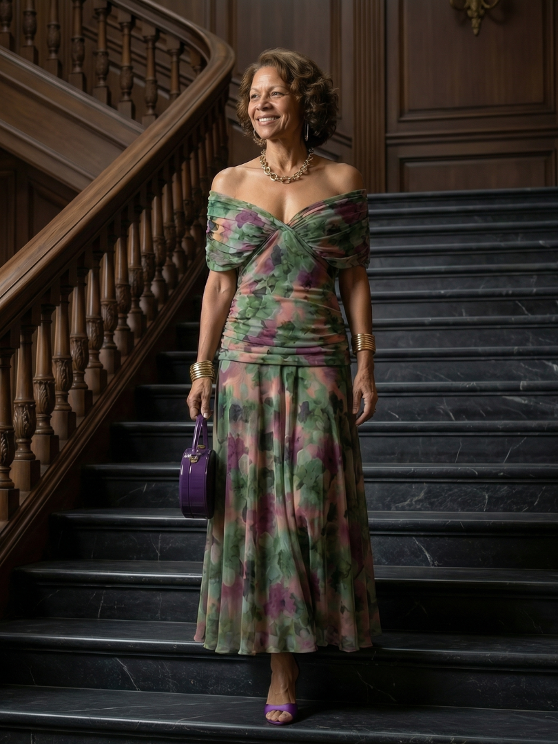 Keira | Off Shoulder Flow Midi Dress