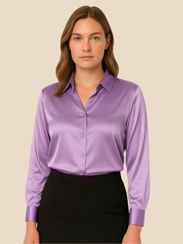 Philomena | Satin classic collar shirt - Light Purple