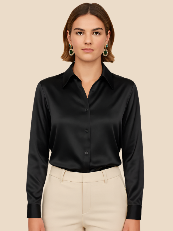 Philomena | Satin classic collar shirt