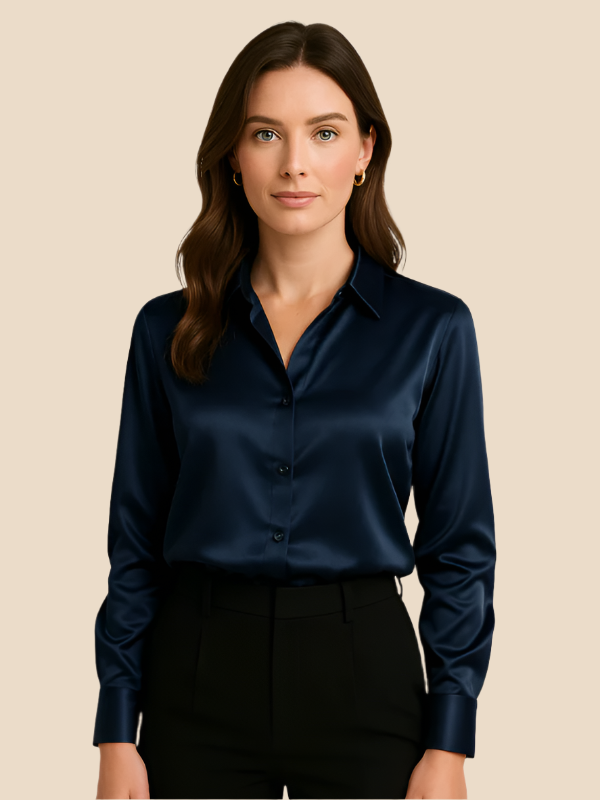 Philomena | Satin classic collar shirt