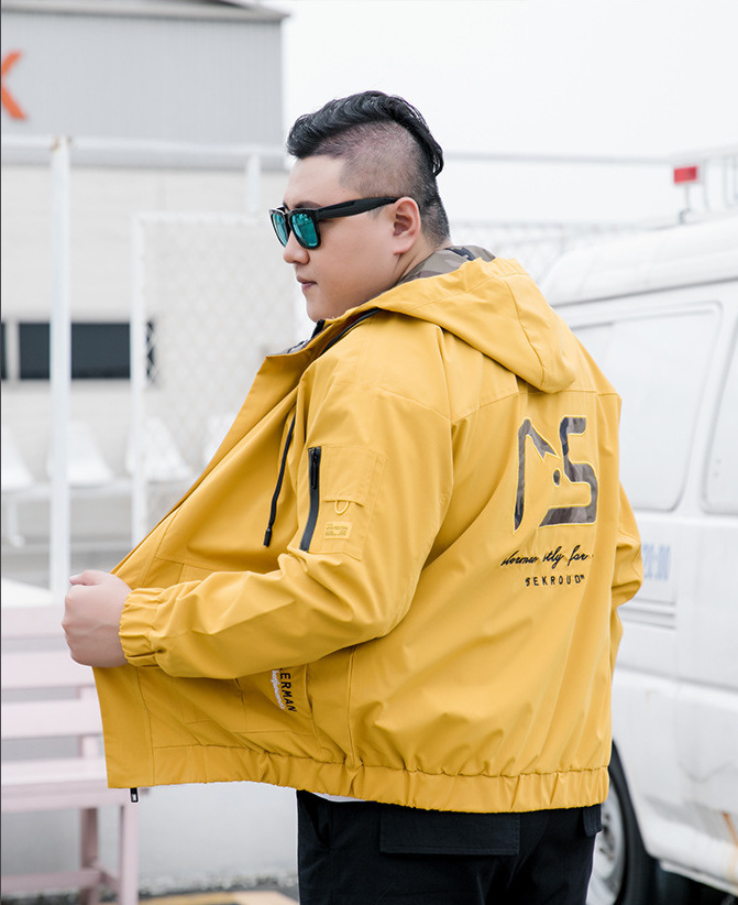 Men's collarless embroidered bomber jacket in khaki