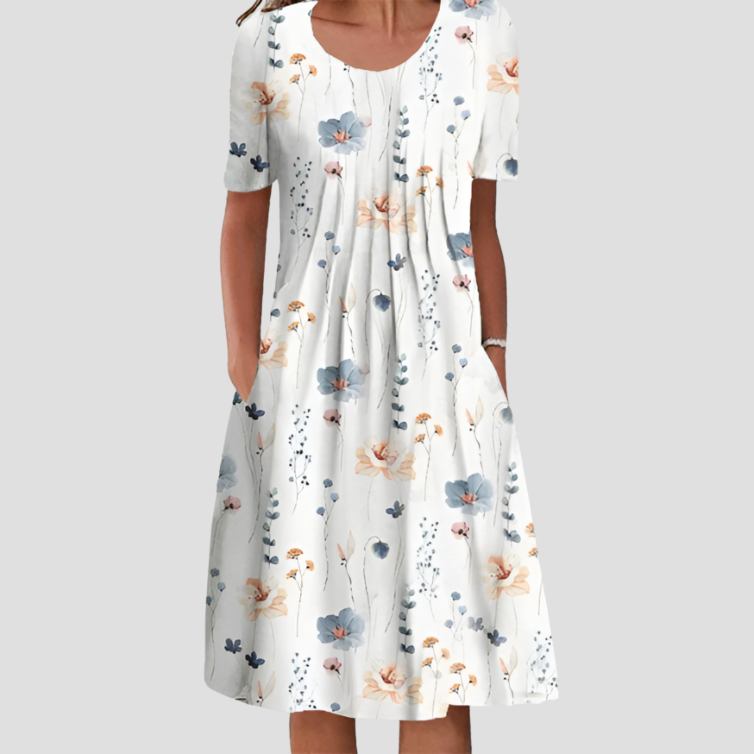 Olivia | Classic Floral Midi Dress