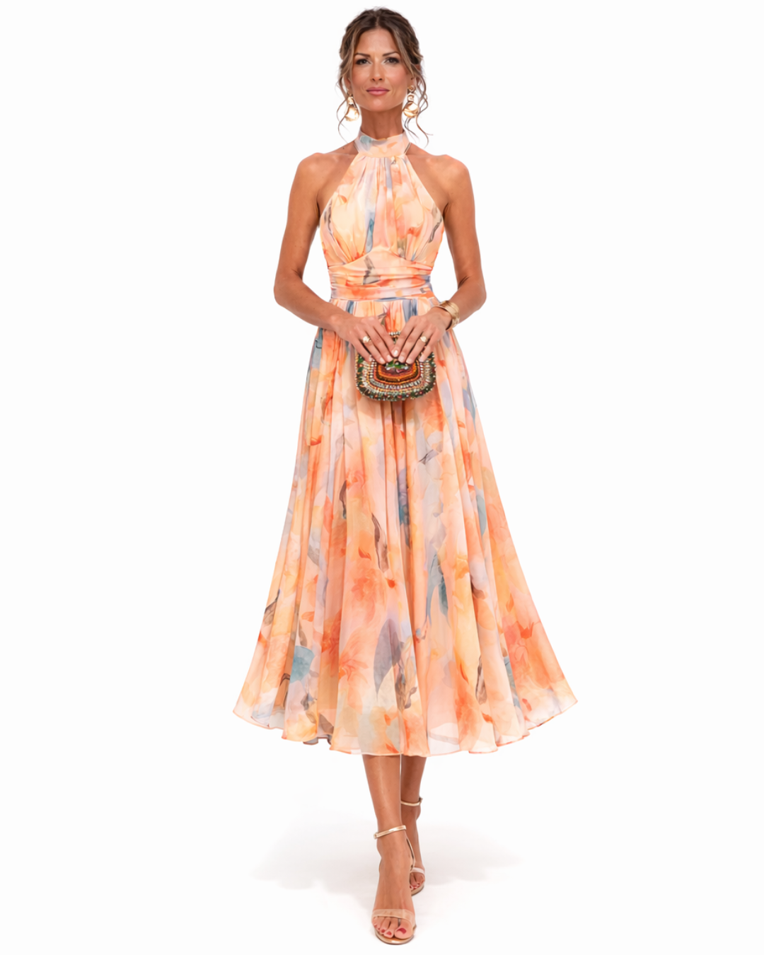 Isla | Floral Halter Chiffon Dress