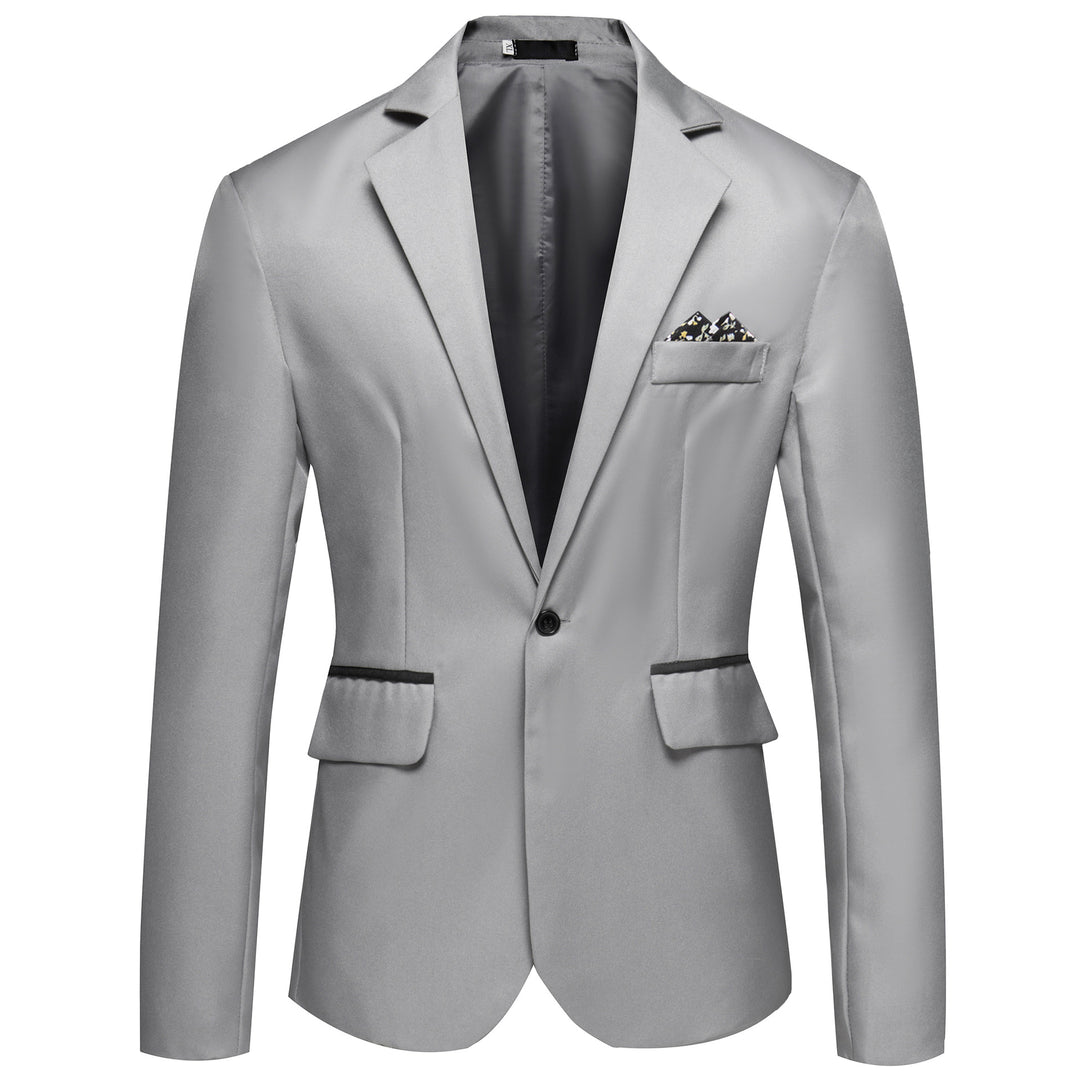 Men's slim fit solid color one button blazer jacket