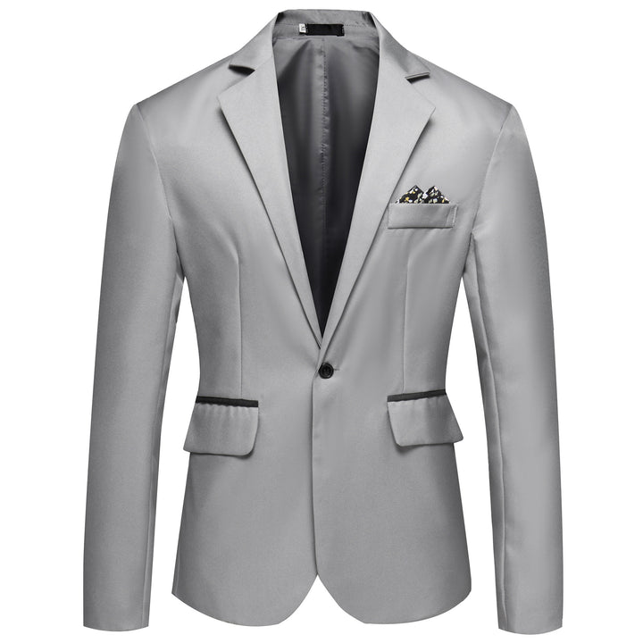 Men's slim fit solid color one button blazer jacket