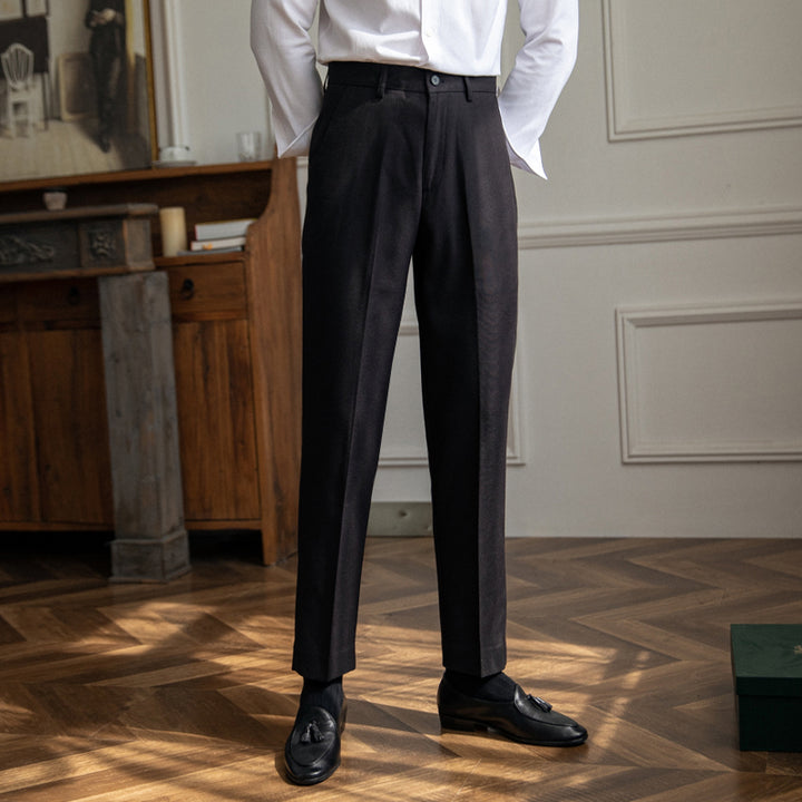 Men's slim tapered casual pants, front view