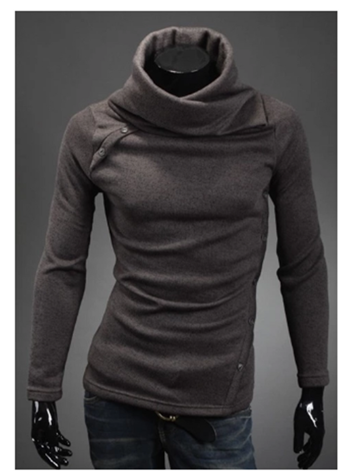 Men's turtleneck sweater with long sleeves in coffee brown