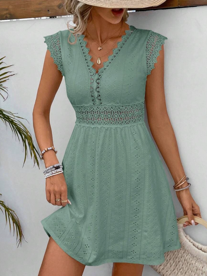 Rosalie | Lace Trim A-Line Dress