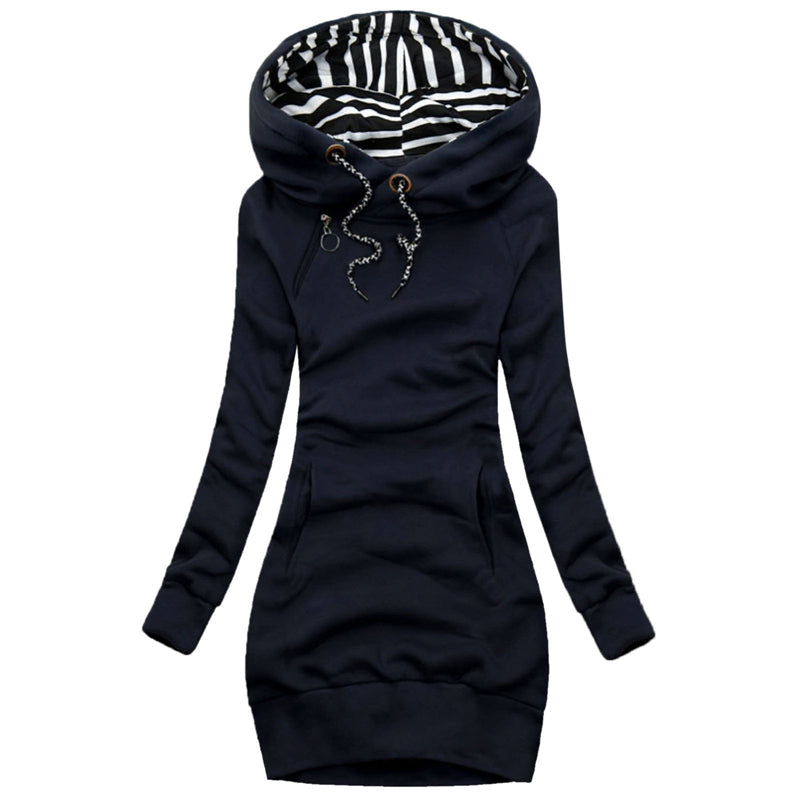 Woman wearing slim fit round neck sweater
