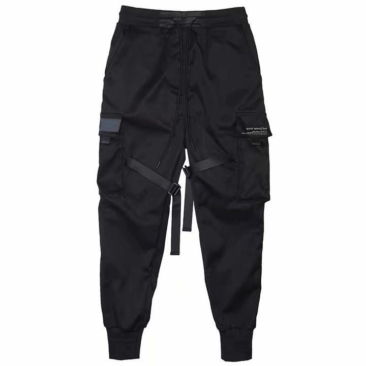 Men's black cargo joggers with ribbed cuffs