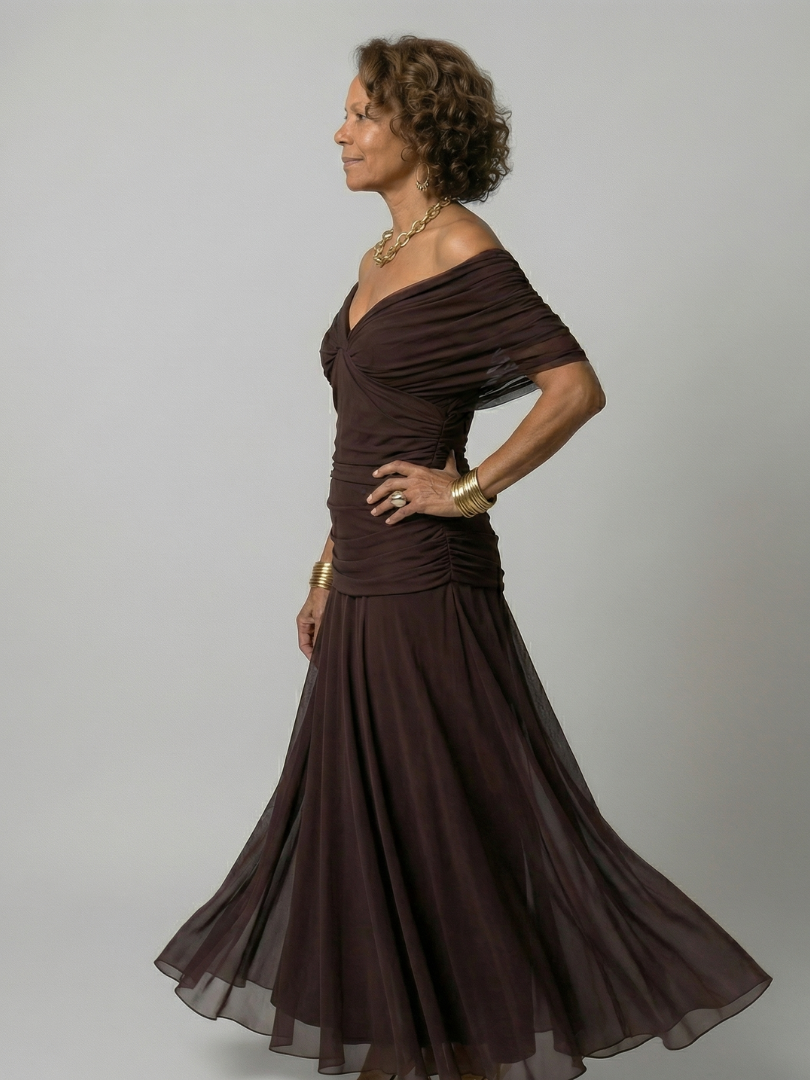 Keira | Off Shoulder Flow Midi Dress