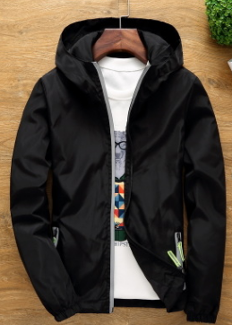 Men's hooded bomber windbreaker jacket in casual style