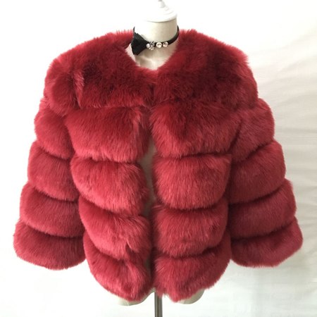 Women's cropped faux fur winter coat