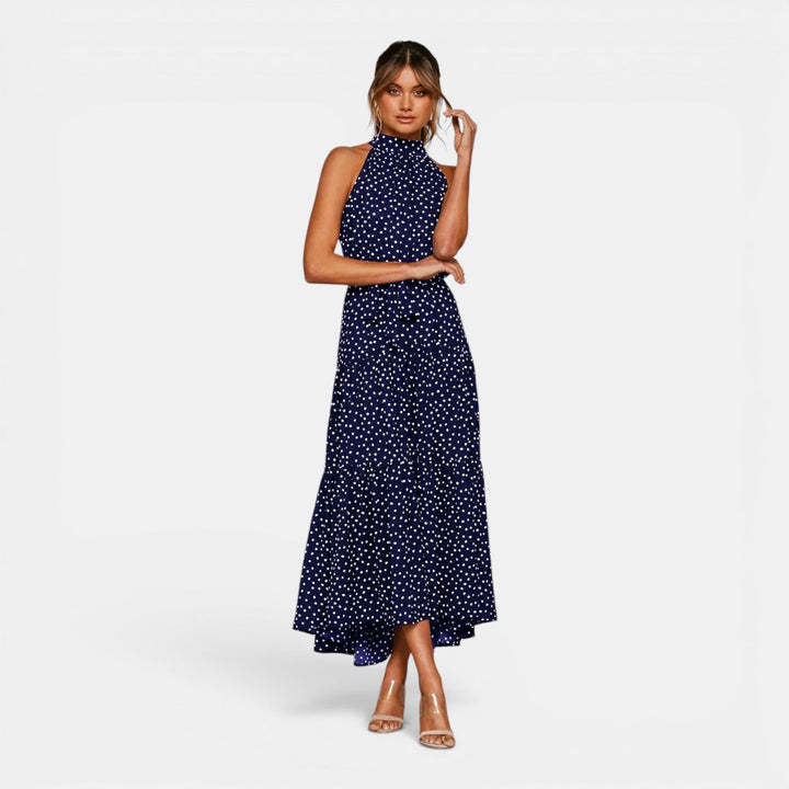 Ava | Sleeveless Polka Dot Maxi Dress