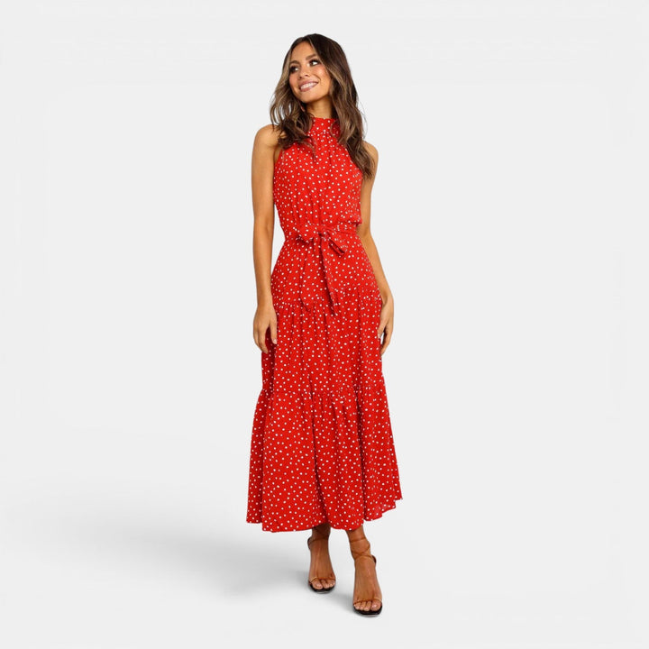 Ava | Sleeveless Polka Dot Maxi Dress