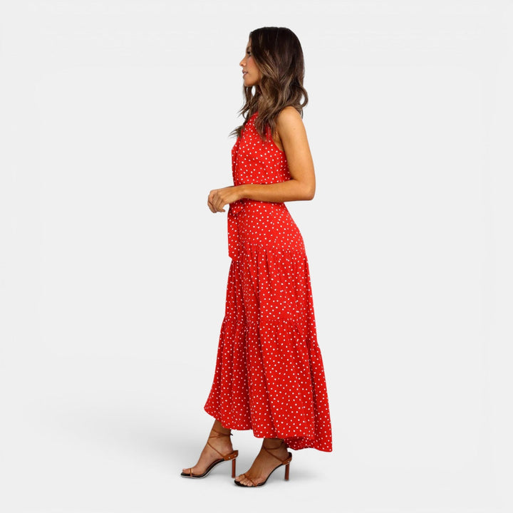 Ava | Sleeveless Polka Dot Maxi Dress