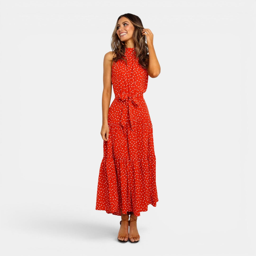 Ava | Sleeveless Polka Dot Maxi Dress