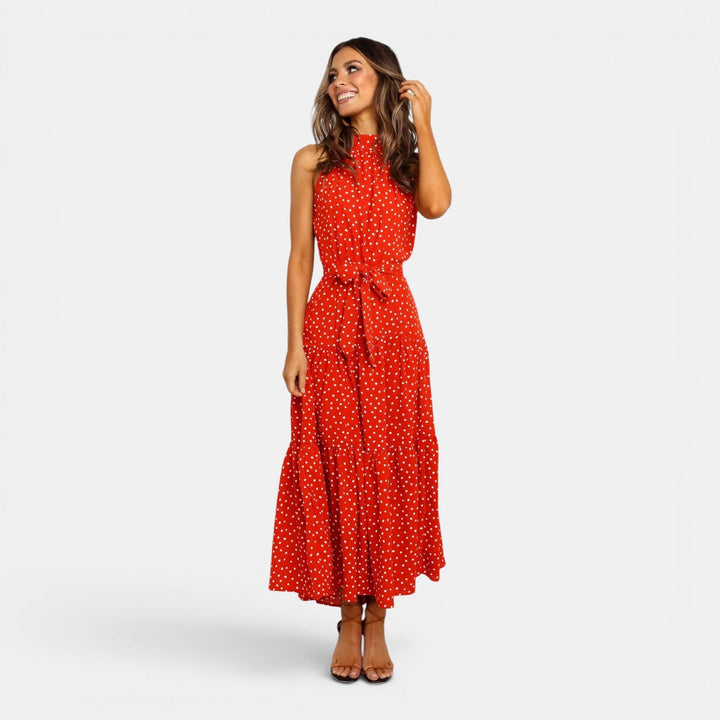 Ava | Sleeveless Polka Dot Maxi Dress