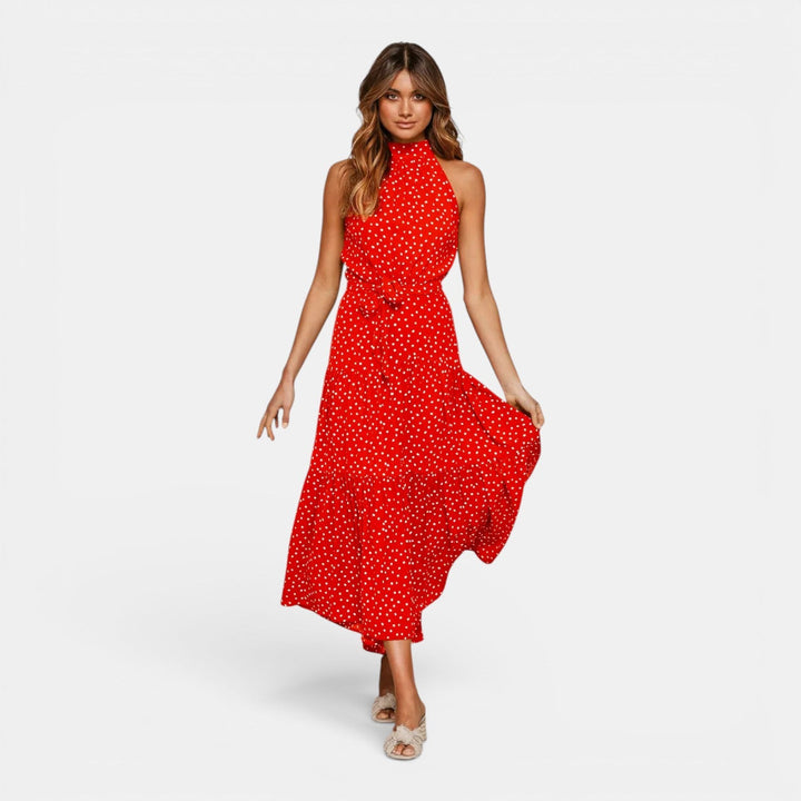 Ava | Sleeveless Polka Dot Maxi Dress